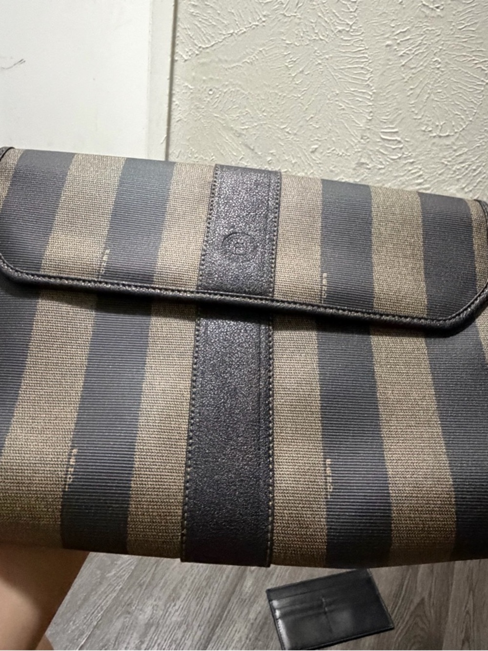 Fendi Striped Fold-Over Messenger in Black and Brown Vintage original - Picture 5 of 5